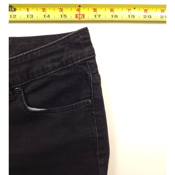 Chico's Women Jeans Platinum Size 2 Black Cropped Straight Leg Raw Frayed Hem - Picture 7 of 9